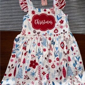 New Marie Nicole XL 5t Christmas Dress with Santa Hair Clip